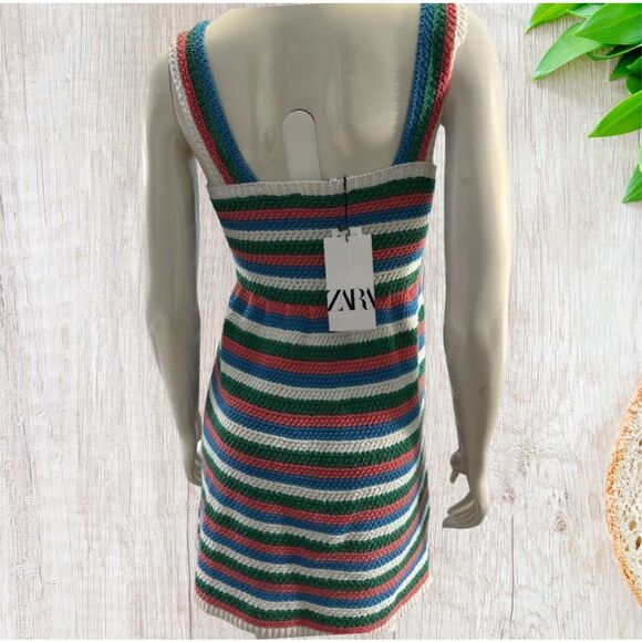 Zara Womens Mini Dress‎ Size M Boho Cottagecore Crochet Y2K Retro 70s NWT - Picture 2 of 6